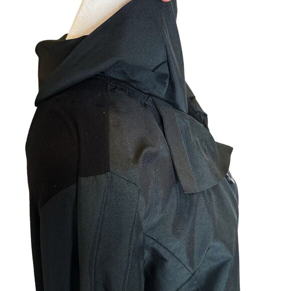 LUUKAA France Mixed Media Black Jacket Pleated Collar Stretch Size 4 Lagenlook - Picture 6 of 16